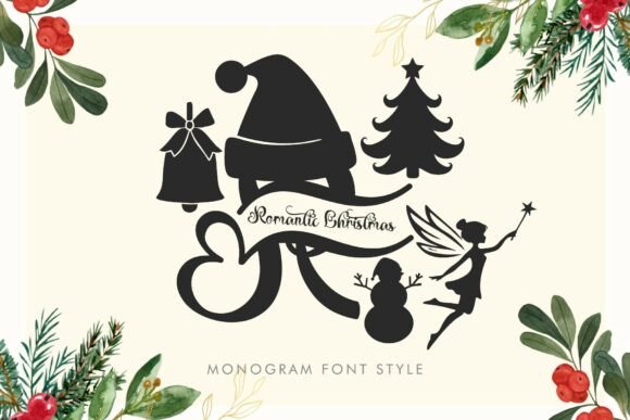 Romantic Christmas Monogram: A Festive Typeface for Small Business Branding