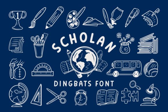 Scholan Typeface Review: A Playful Dingbats Font for Back-to-School Branding